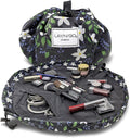 Lay-n-Go Cosmo Drawstring Cosmetic & Makeup Bag Organizer - Portable Drawstring Makeup Bag w/Zipper Pocket, Makeup Loops & More - Durable, Machine Washable Toiletry Bag (20", Floral Large)