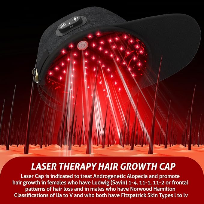 Laser Cap, Laser Red Light Therapy for Hair Growth System, Hair Thinning & Alopecia Treatment for Men & Women, Laser Cap for Hair Regrowth Stimulates Denser Fuller Hair
