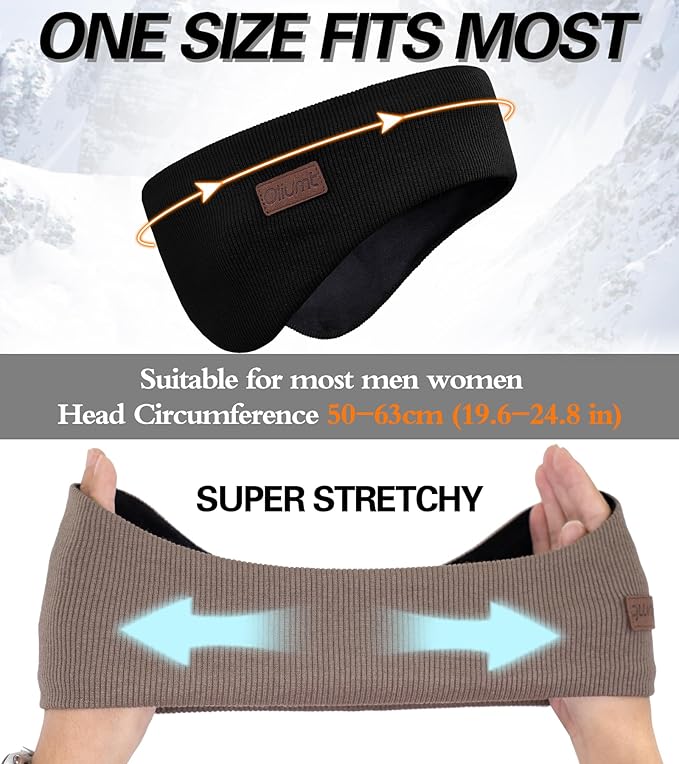 Winter Ear Warmer Headband for Men Women Double-Layer Knit Ear Muffs Cover with Fuzzy Lining for Running and Cycling (Beige, One Size)