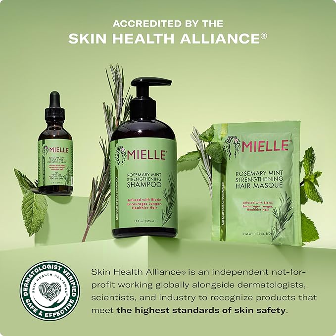 Mielle Organics Rosemary Mint Strengthening Hair Mask for Damaged Hair - Deep Conditioning Treatment Enriched with Biotin, Honey & Coconut Oil - Helps Encourage Longer, Healthier Strands (12 Oz)