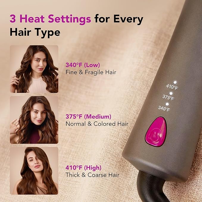 SKG Automatic Rotating Curling Iron, 1-Inch Ceramic Barrel, 2-Way Rotation, 3 Heat Levels, 60s Fast Heating, 30-Min Auto Shut-Off, Dual Voltage, for Effortless Beach Waves & Curls