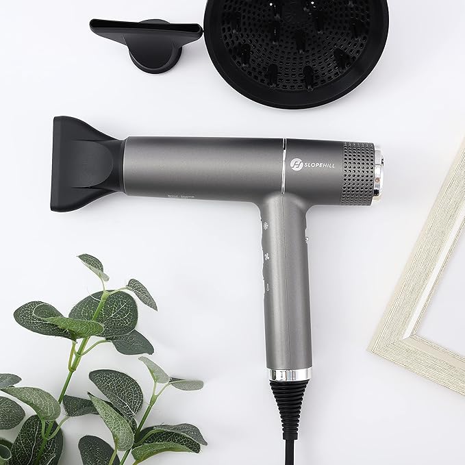 slopehill Hair Dryer with Unique Brushless Motor | Intelligent Fault Diagnosis | Innovative Microfilter | Oxy Active Technology | Led Display (Grey)