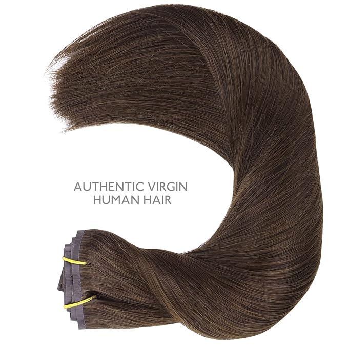 WENNALIFE Seamless Clip In Hair Extensions, 20 Inch 150g 7pcs Light Dark Brown Hair Extensions Clip in Human Hair Invisible PU Skin Weft Natural Remy Human Hair Extensions
