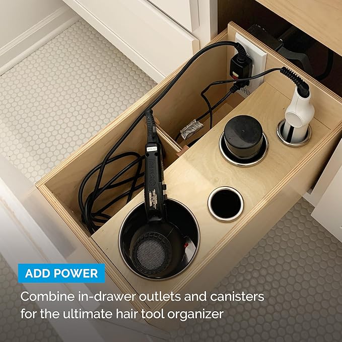 Docking Drawer 5" Stainless Steel Canister for Hot Tools, Capped Design, Safely Stow Styling Tools