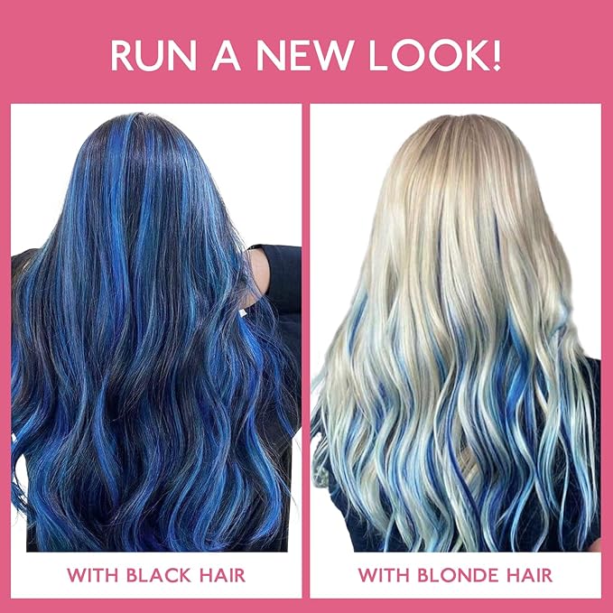 WENNALIFE Blue Clip in Hair Extensions Real Human Hair 35g 6pcs 14 Inch Colored Hair Extensions for Kids Women Colorful Hair Pieces Pop-up Style Straight Extensiones De Cabello Humano Con Clip