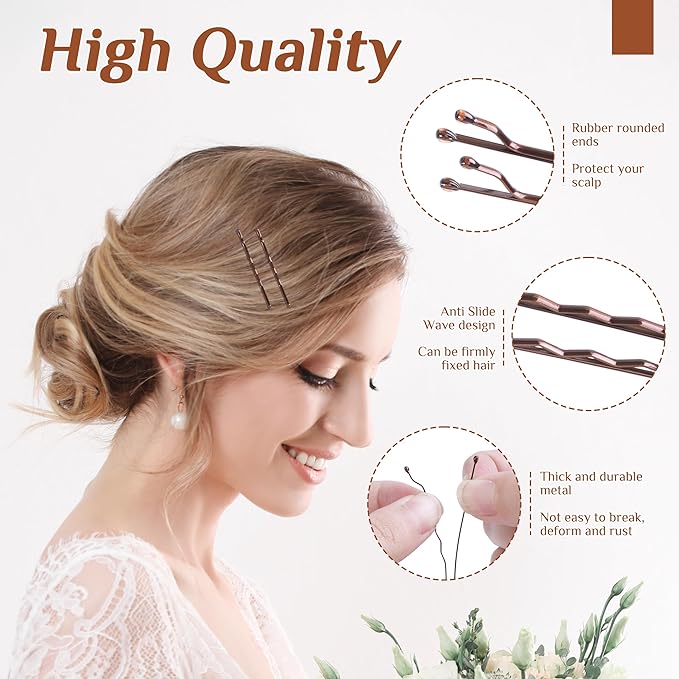 Bobby Pins Brown, 360 Pcs Brown Bobby Pins, 2 Inch Premium Bobby Pin, Secure Hold Bobby Pins with store box, Hair Pins for Kids, Girls and Women