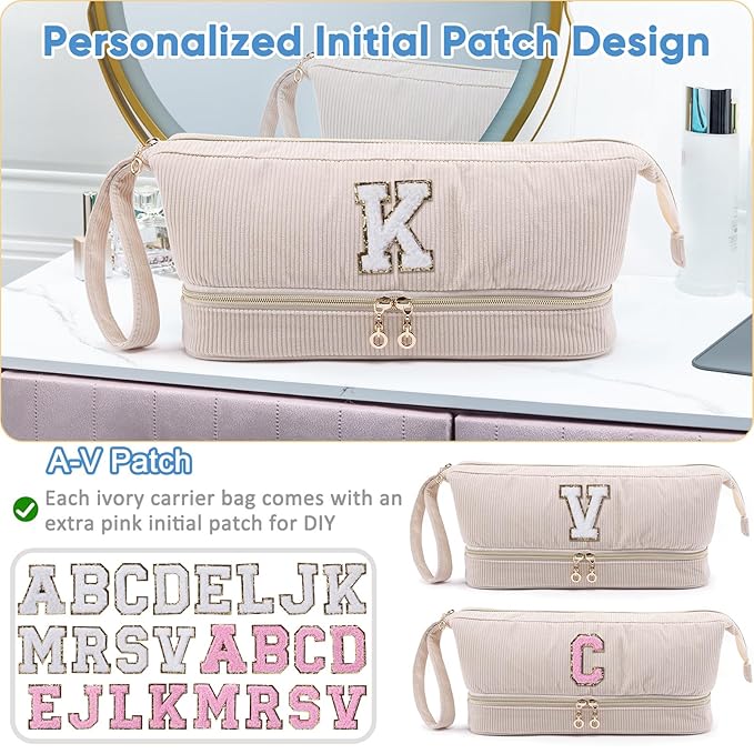 Initial Personalized Hair Dryer Case,Double-Layer Hair Tools Travel Carrying Case for Shark FlexStyle/SmoothStyle with Hair Dryer Bag - Hair Air Wrap Dryer Case Flat Curling Iron Travel Organizer
