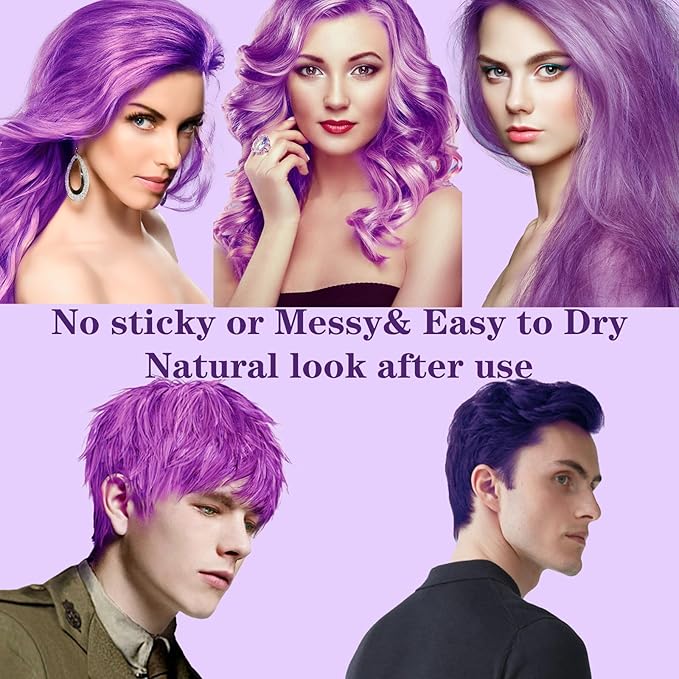 Purple Hair Color Wax Washable, Temporary Hair Color Dye for Kids, Natural Instant Color Wax Hairstyle Cream Hair Pomades for Women & Men Party Cosplay Halloween, Gifts for Teens