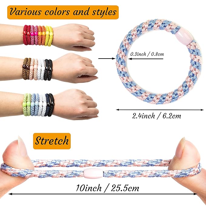 J.CARP 8Pcs Mixed color Hair Ties for Women Girls, Elastics Hair Bands Ponytail Holders, No Damage No Crease Hair Elastics, Perfect for Girls and Women with Thick or Curly Hair, Style 16