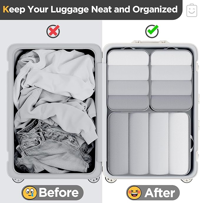 Veken 6/9/11 Set Compression Packing Cubes for Travel Essentials,Compressible Expandable Large Luggage Suitcase Organizer Bags for Clothing,Durable Space Saver Storage Bags(Gray)