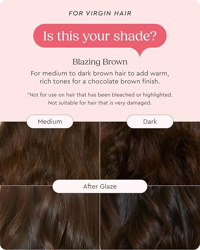 Glaze Supergloss Color Conditioning Gloss With Dispensing Pump – Hydrating Semi-Permanent Color Hair Gloss & Shine Boost – For Natural Medium to Dark Brown Hair – 6.4 Fl Oz - Blazing Brown