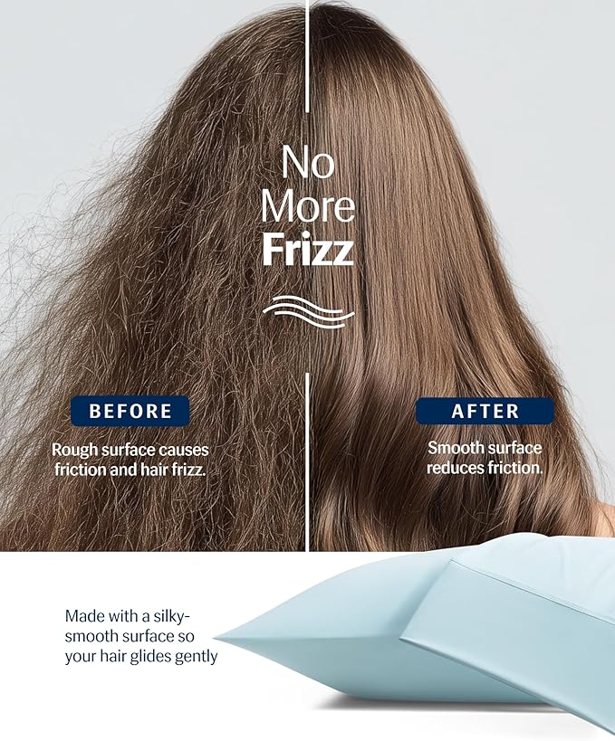REST® Evercool®+ Cooling Pillowcases King - 2 Pillowcases for Sensitive Skin, Silver Infused Fabric for Hygienic Sleep, Silky Smooth for Curly Hair, High Elastic for Snug Fit (19x35 inches)