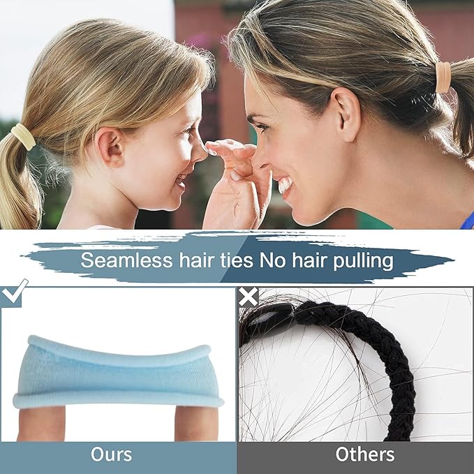 100PCS Elastic Hair Accessories - Seamless Cotton Hair Bands, Soft Ponytail Holders for Thick/Thin Hair, No Damage Morandi Color Elastics for Women and Girls