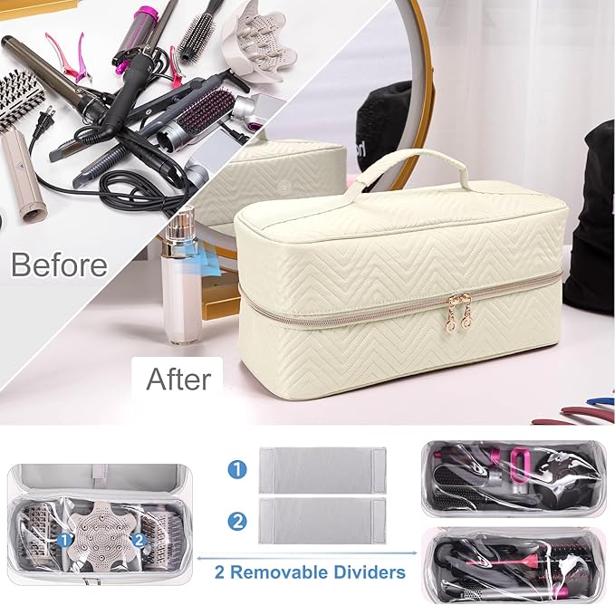Hair Tools Travel Case with Black Hair Dryer Bag, Large Hair Tools Travel Carrying Case for Shark FlexStyle/SmoothStyle - Hair Air Wrap Dryer Storage Case Flat Curling Iron Travel Organizer