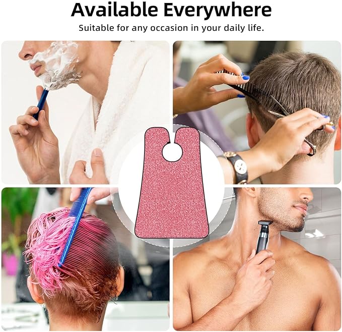 Waterproof Beard Grooming Bib, Pink Glitter Texture Shave Bib, Non-Stick Hair Catcher for Shaving Trimming, Apron Essential for Men Dad