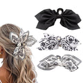 Bow Claw Clips Bow Hair Clips Black White 3PCS Big Hair Bows for Women Butterfly Styling Large Hair Clips for Thick Hair for Girls Hair Accessories for Teen