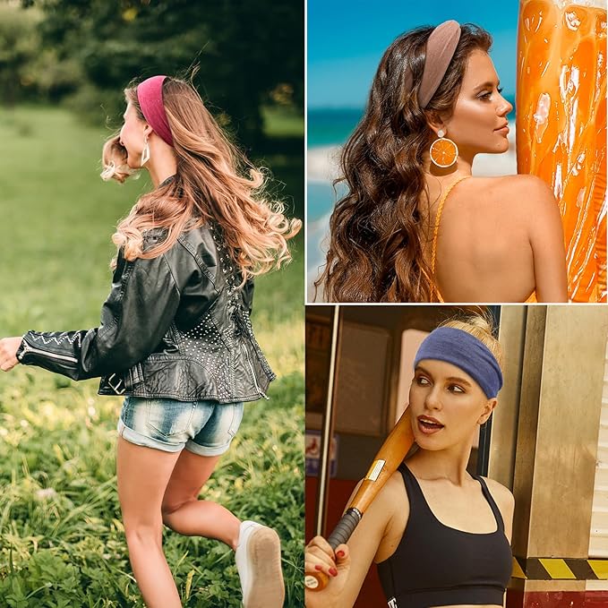 DRESHOW 6 Pack Yoga Sports Headbands for Women Elastic Non-Slip Headbands Running Workout Hair Bands
