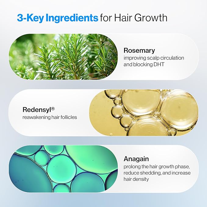 Be Bodywise Rosemary Hair Growth Serum Roll On 50 ml – 3% Rosemary, 3% Redensyl & 2% Anagain | DHT-Blocking Scalp Serum Boosts Oxygen Flow, Reduces Hair Fall | Paraben/Sulfate-Free | Women & Men