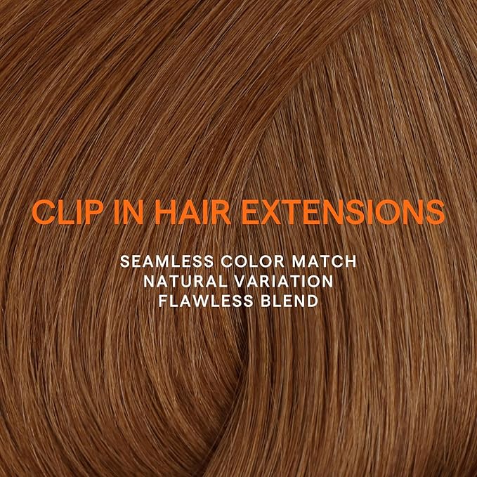 Full Shine Auburn Clip in Hair Extensions 14 Inch Auburn Human Hair Clip in Extensions for Short Thin Hair for Regrowth 7 Pcs 120 G