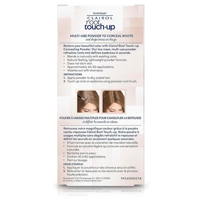 Clairol Root Touch-Up Temporary Concealing Powder, Light Brown Hair Color, Pack of 3