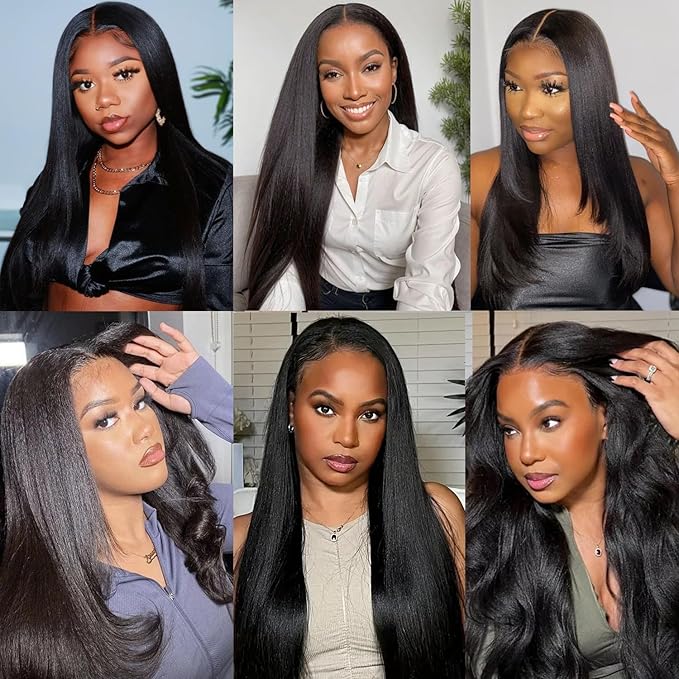 Yaki Straight Clip in Hair Extensions Real Human Hair 8Pcs Remy Human hair Clip ins for Women, Natural Soft Human Hair 120g 24inch #1B Natural Black
