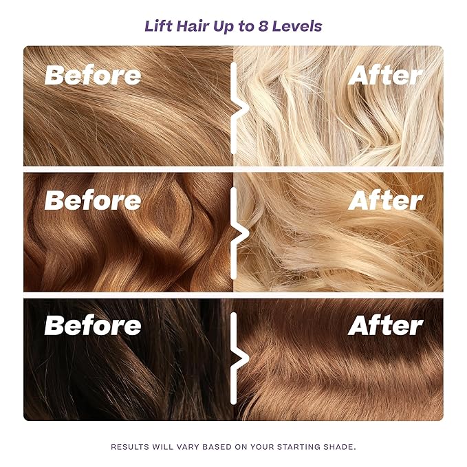 Bleach Kit by Hally Hair, Totally Clean Bleach - Hair Lightener Kit Includes Toning Cream Bleach & Developer & Conditioner - Gentle Nourishing Hair Bleaching Lifts Up to 8 Levels, Vegan & Cruelty Free