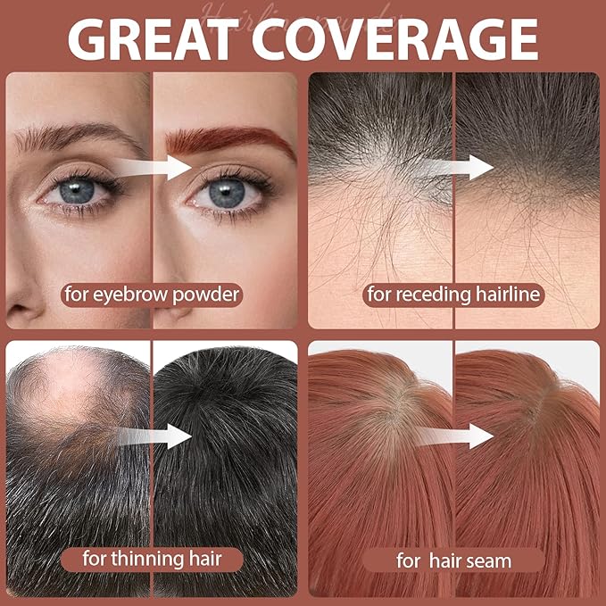 2 Pack Hairline Powder for Women and Men, Used to Root Touch Up Hair Color, Thinning and Gray Hair Coverage and Bald Spots Coverage, Red Brown