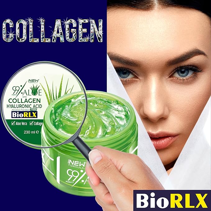 BioRLX 99% Aloe Vera Gel with Collagen and Hyaluronic Acid (Jar, 8.5 fl.oz)