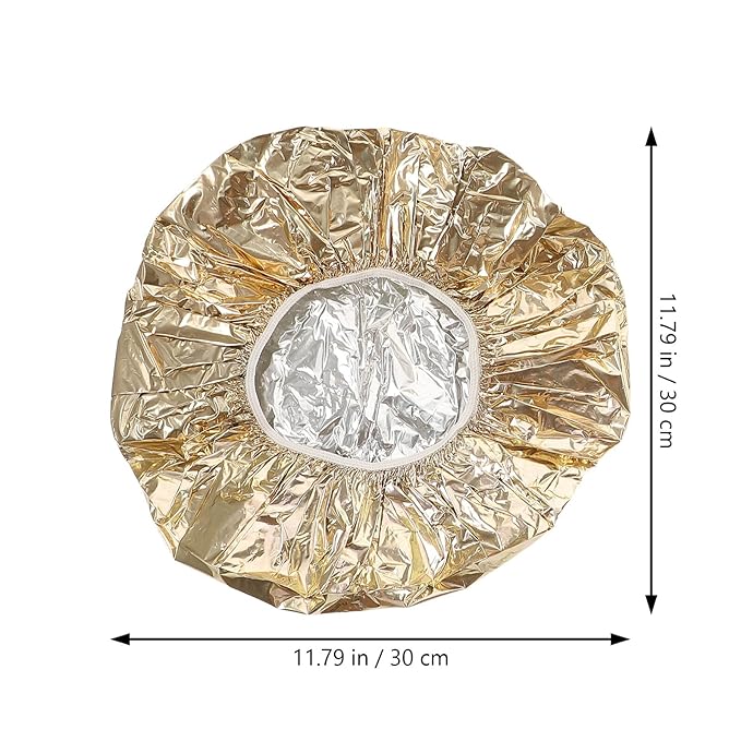 4pcs Hair Coloring Tin Foil Caps with Elastic Band Deep Conditioning Heat Insulation Hats for Salon and Home Use Reusable Aluminum Foil Hair Treatment Caps for Coloring Perms and
