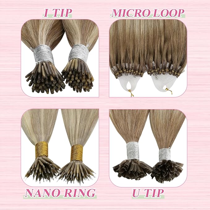 YoungSee Human Hair U Tip Hair Extensions Balayage Light Brown and Platinum Blonde Utips Remy Hair Extensions Balayage U Tips Keratin Hair Extension K Tips Human Hair Extension Ombre 1G/S 50G 20In