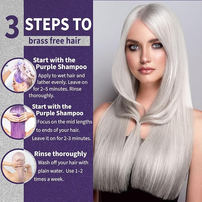 Natural Riches Radiant Silver Shine Purple Shampoo and Conditioner Set for Gray Hair - Paraben-Free and Color Safe – With Silk Proteins, Tones Dull Hair, Softens & Adds Shine - 16 fl oz