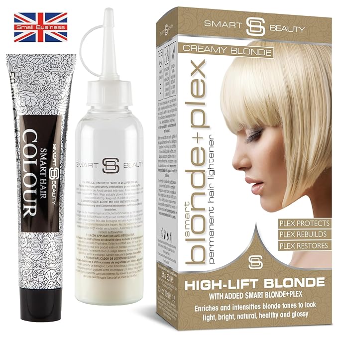 Creamy Blonde Hair Dye with added Plex Hair Care Conditioner, Permanent Hair Color with Natural Creamy Toner for Blond Hair, Vegan Hair Dye, Cruelty-Free - Smart Beauty Hair Color