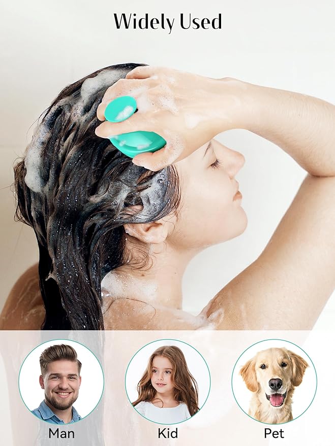 HEETA Scalp Massager Hair Growth 2-Pack, Soft Silicone Scalp Scrubber Shampoo Brush for Exfoliation Dandruff Removal Head Massage Stress Relax, Wet & Dry Use for Women Men Thick Thin Curly Hair Care