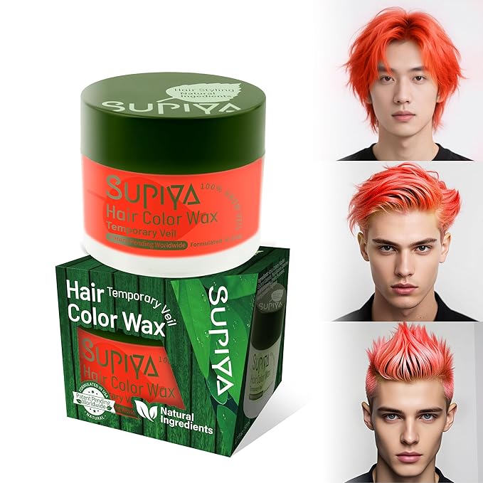 Temporary Hair Color Wax for Men - SUPIYA Washable Hair Wax Color, All-Day Hold Disposable Hair Wax for Party, Cosplay & Daily (Color # 95W)