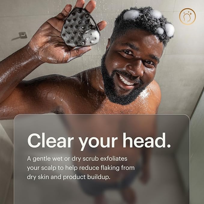MANSCAPED® The Scalp Buffer Men’s Silicone Head Scrubber – Premium Cleansing & Exfoliating Hair Brush, Ergonomic Handheld Design for Gentle Scalp Massage (1-Pack)