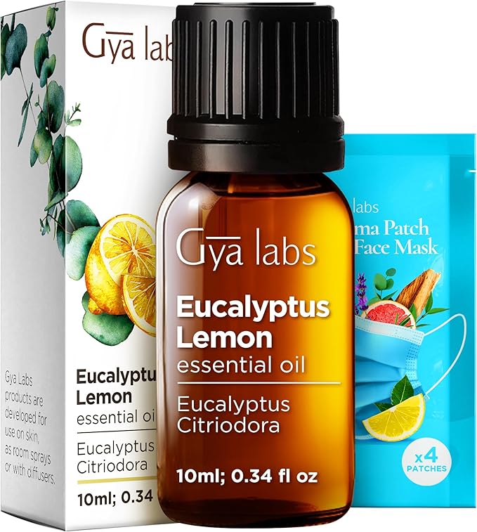 Gya Labs Eucalyptus Lemon Essential Oil - 0.34 Fl Oz - for Hair, Skin, Diffuser, Aromatherapy & DIY Candle Making Scent