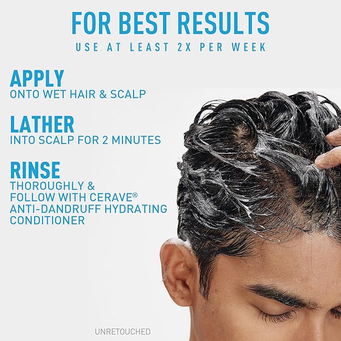 CeraVe Hydrating Anti Dandruff Shampoo, 1% Pyrithione Zinc Dandruff Treatment With Ceramides, Niacinamide & Hyaluronic Acid, Helps Eliminate Flakes & Provides Itchy Scalp Relief, Sulfate Free, 19 Oz