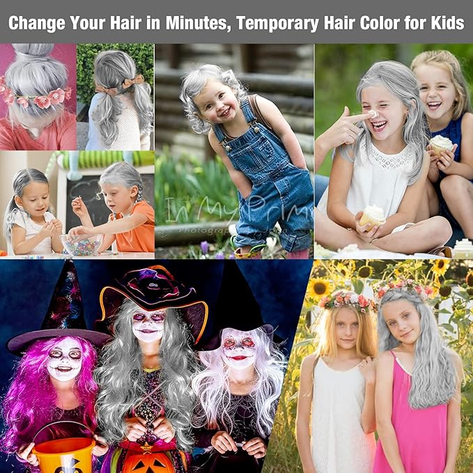 Ultikare Temporary Hair Color Wax, Grey, Natural Hair Wax Color Mud Cream for Dark Hair, Washable, Kids, Halloween, Cosplay, Party, Girls