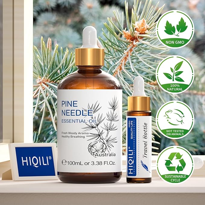 HIQILI 100ML Pine Essential Oil,100% Pure Natural Premium Quality, for Diffuser Skin Candle Making - 3.38 Fl Oz