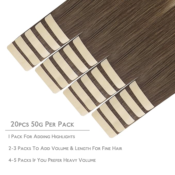 WENNALIFE Tape in Hair Extensions Human Hair, 20pcs 50g 18 inch to Platinum Blonde Remy Hair Extensions Straight Human Hair Tape in Extensions Skin