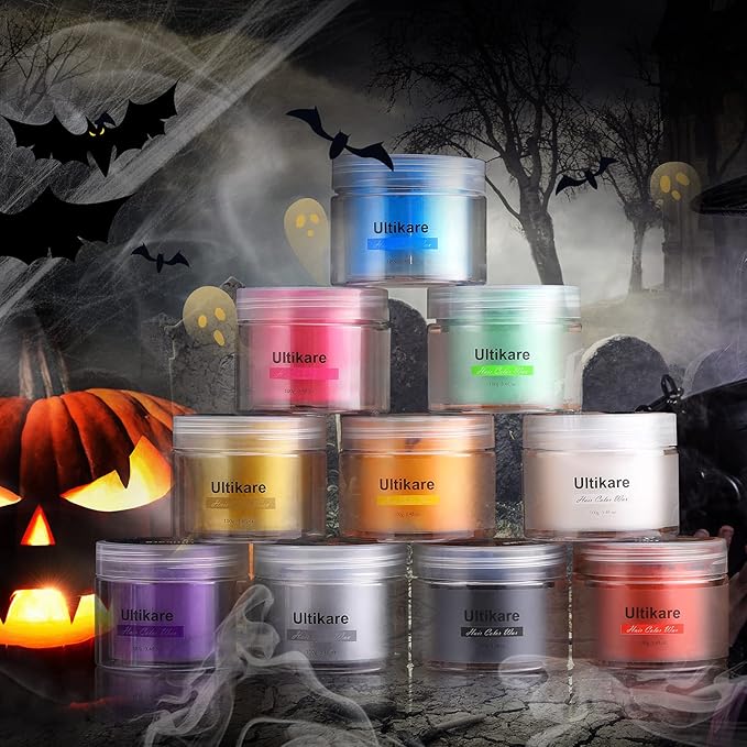 Ultikare Temporary Hair Color Wax, Grey, Natural Hair Wax Color Mud Cream for Dark Hair, Washable, Kids, Halloween, Cosplay, Party, Girls