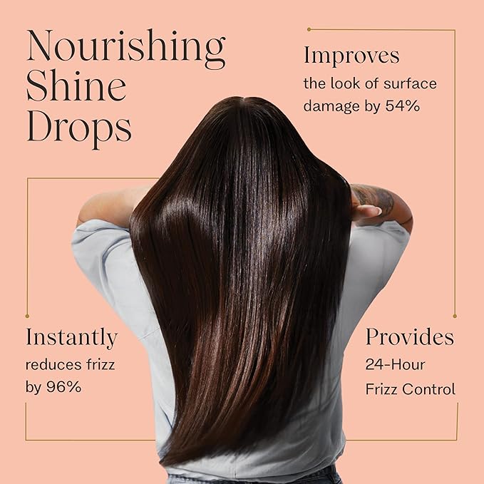 JVN Complete Nourishing Shine Drops, 1.7 Fl Oz, Frizz Fighting, Hair Smoothing Oil for Shine and Strength, Hair Care for Women and Men, Silicone Free