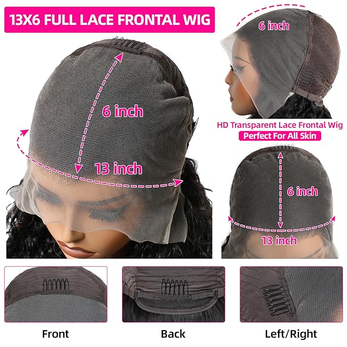 Lemoda 13x6 Full Lace Frontal Wig 180% Density Straight Lace Front Wigs Human Hair HD Transparent Lace Glueless Wig Pre Plucked 15A Brazilian Virgin Human Hair Wigs for Women 26 Inch