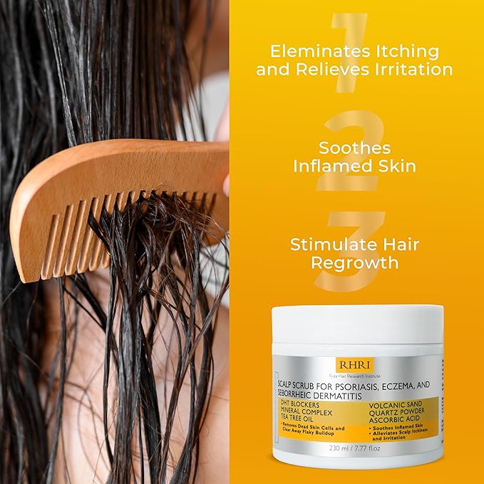 Anti Fungal Pre Shampoo Scalp Scrub for Psoriasis, Eczema & Seborrheic Dermatitis | DHT Blockers, Mineral Complex & Tea Tree Oil | Soothes Scalp and Promotes Hair Growth for Men & Women