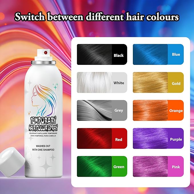 Temporary Hair Color Spray | 150ml Instant Golden Hair Spray for Adults & Kids | Washable & Non-Sticky, Gentle Formula, Gold | Halloween, Cosplay, Costume Party, Festivals