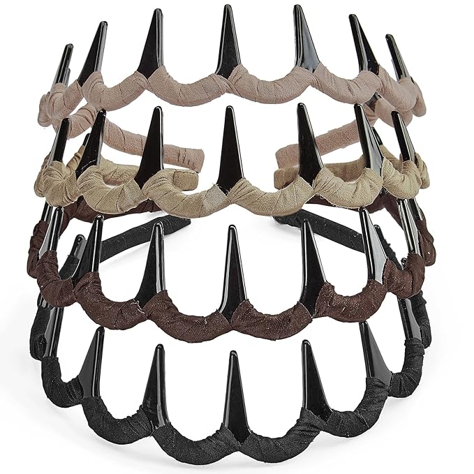 STHUAHE4PC Multicolor Protection Resin Teeth Comb Hair Hoop Hairband Headband Hair Accessories for female by Beauty hair (Khaki, brown, dark gray, black)