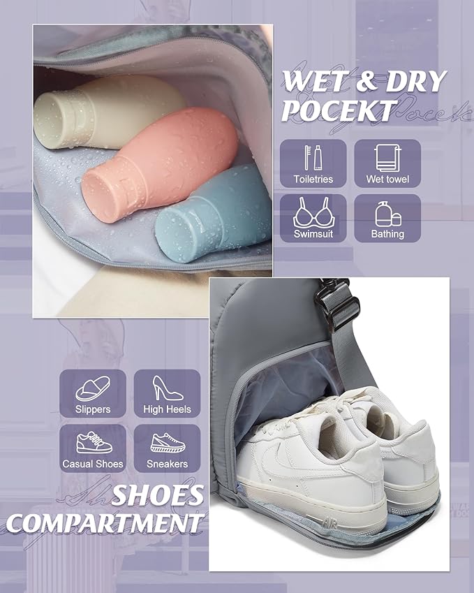 Gym Bag Womens,Travel Duffel Carry on Bag Sport Tote Bag Weekend Overnight Bag