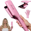 Mermade Hair Deep Hair Waver Tool - Double 1" Barrel Iron for Crimp-Free Beach Waves, Hair Curler for Women, Ionic Ceramic Plates, Reduces Frizz, Suitable for Short, Medium, & Long Hair - Pink