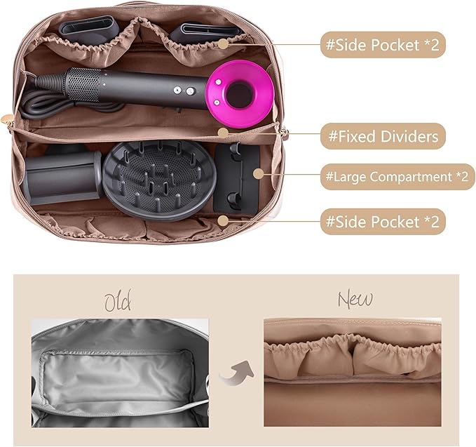 Travel Case Compatible with Dyson Airwrap Styler, Portable Supersonic Hair Dryer Travel Storage Bag, Waterproof Carrying Case Organizer for Shark Flexstyle and Attachments (Rose Pink)