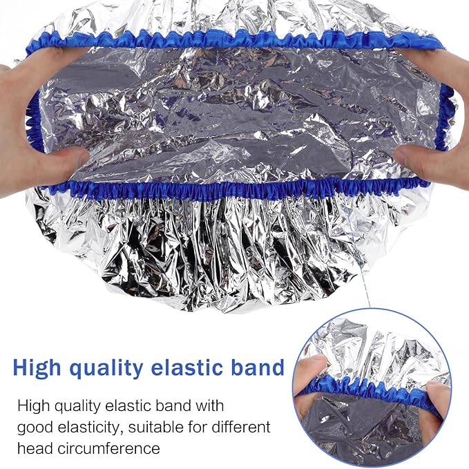 4PCS Aluminum Foil Heat Cap for Deep Conditioning, Waterproof Dustproof Thickened Shower Caps Reusable Heat Cap Processing Caps for Home and Salon Use, Hair Dyeing and Hot Oil Treatment Tools